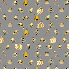 honey bees on grey