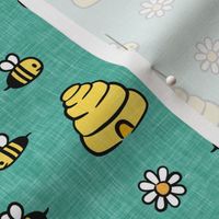 Honey Bees - teal - LAD21