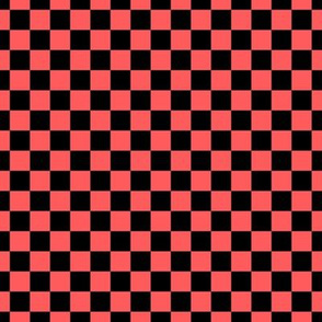 Checker Pattern - Vibrant Coral and Black