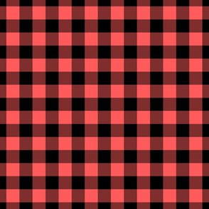 Gingham Pattern - Vibrant Coral and Black