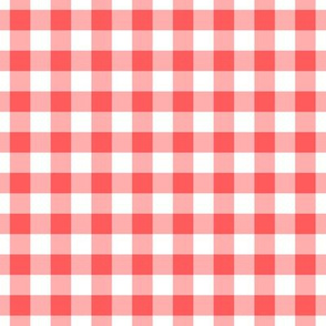 Gingham Pattern - Vibrant Coral and White