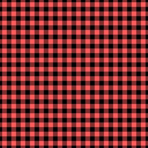 Small Gingham Pattern - Vibrant Coral and Black
