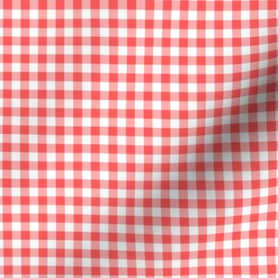 Small Gingham Pattern - Vibrant Coral and White