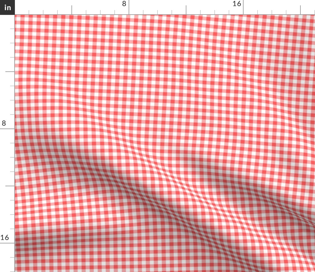 Small Gingham Pattern - Vibrant Coral and White