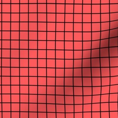 Grid Pattern - Vibrant Coral and Black