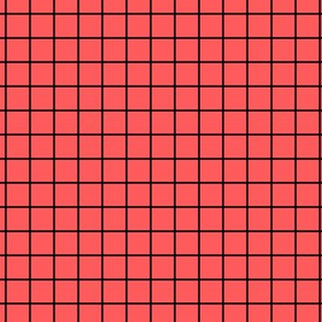 Grid Pattern - Vibrant Coral and Black