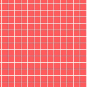 Grid Pattern - Vibrant Coral and White
