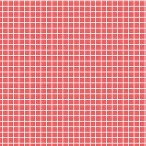 Small Grid Pattern - Vibrant Coral and White