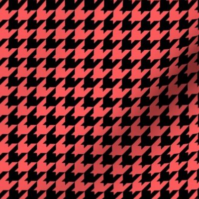 Houndstooth Pattern - Vibrant Coral and Black