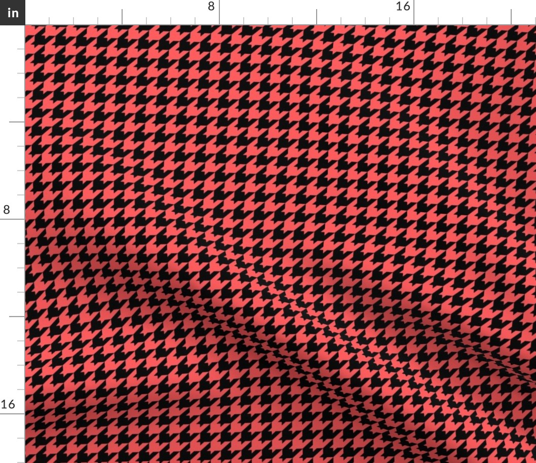 Houndstooth Pattern - Vibrant Coral and Black