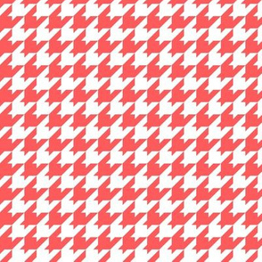 Houndstooth Pattern - Vibrant Coral and White