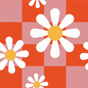Red and Pink Daisy Grid