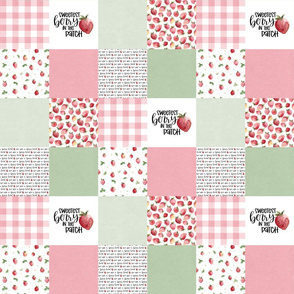 3 inch Strawberry//Sweetest Berry in the Patch - Wholecloth Cheater Quilt