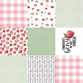 Strawberry//Sweetest Berry in the Patch - Wholecloth Cheater Quilt - Rotated