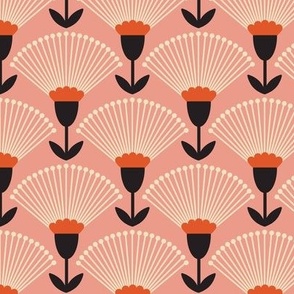 Pattern 0090b - art deco florals, pink