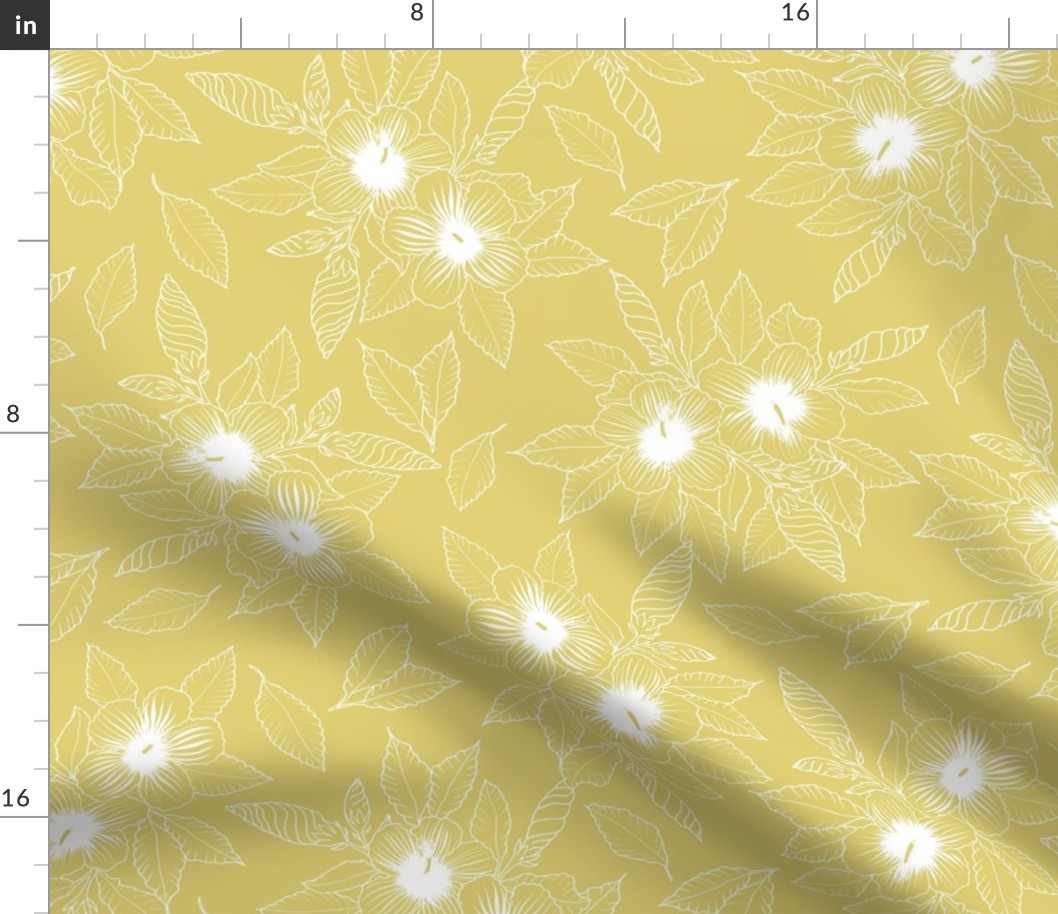 Hibiscus Ouline Yellow by DEINKI Medium Scale