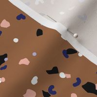 Retro terrazzo little spots and speckles in multi color trendy marble nursery texture rust brown black blue lilac blush 