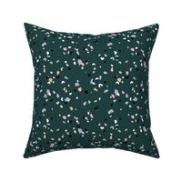 Retro terrazzo little spots and speckles in multi color trendy marble nursery texture forest green lilac mint blush