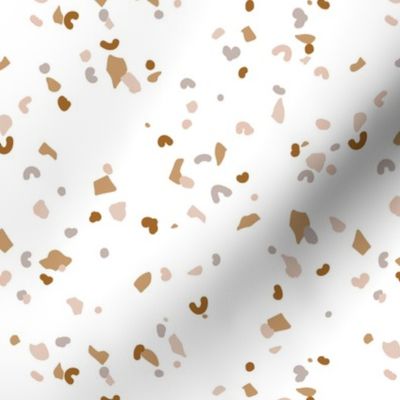 Retro terrazzo little spots and speckles in multi color trendy marble nursery texture cinnamon brown beige sand gray on white