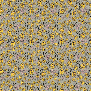 Florals grey and yellow