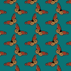 Monarch Butterflies on Teal Small Scale