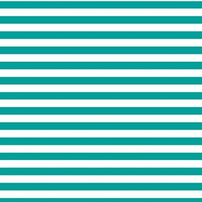 Deep Turquoise Bengal Stripe Pattern Horizontal in White