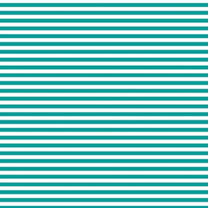 Small Deep Turquoise Bengal Stripe Pattern Horizontal in White