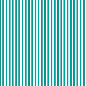 Small Deep Turquoise Bengal Stripe Pattern Vertical in White