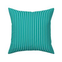 Deep Turquoise Pin Stripe Pattern Vertical in White