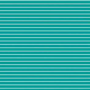 Small Deep Turquoise Pin Stripe Pattern Horizontal in White