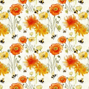 Poppies, mums and bees ! by JAF Studio