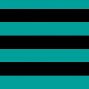 Large Deep Turquoise Awning Stripe Pattern Horizontal in Black