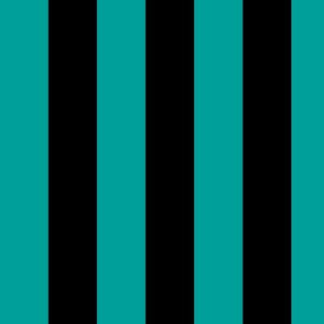 Large Deep Turquoise Awning Stripe Pattern Vertical in Black