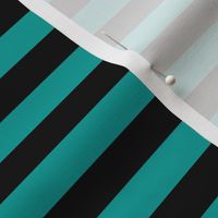 Deep Turquoise Awning Stripe Pattern Horizontal in Black