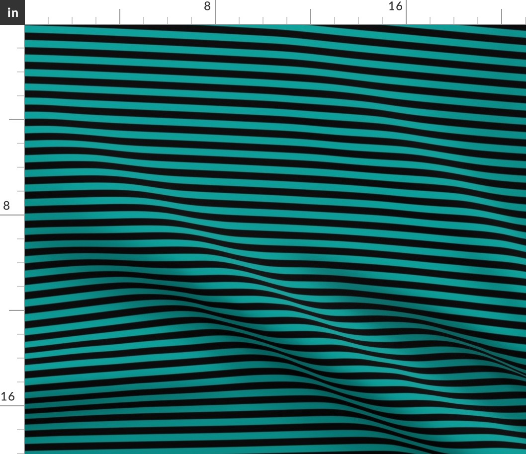Deep Turquoise Bengal Stripe Pattern Horizontal in Black