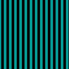 Deep Turquoise Bengal Stripe Pattern Vertical in Black