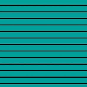 Deep Turquoise Pin Stripe Pattern Horizontal in Black
