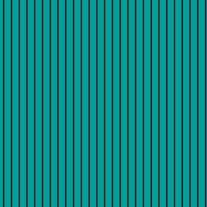 Small Deep Turquoise Pin Stripe Pattern Vertical in Black