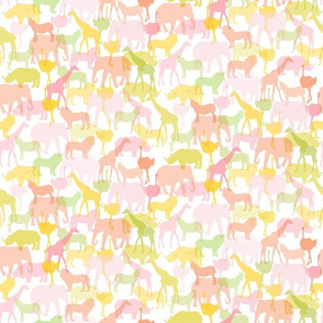 Pastel Jungle Safari Animal Silohouettes