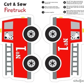 Cut and Sew Fire Truck Panel 