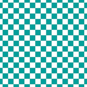 Checker Pattern - Deep Turquoise and White