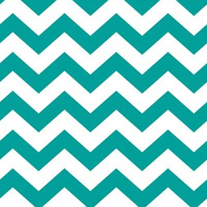 Chevron Pattern - Deep Turquoise and White