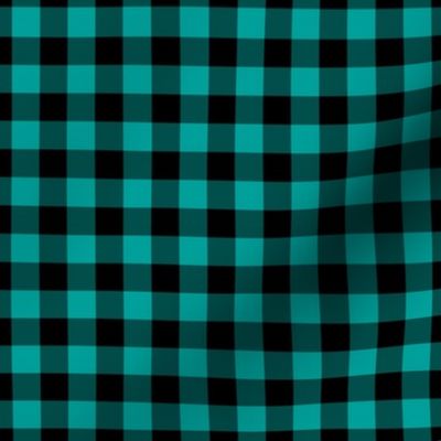 Gingham Pattern - Deep Turquoise and Black