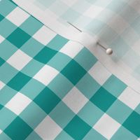 Gingham Pattern - Deep Turquoise and White