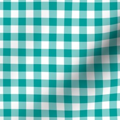 Gingham Pattern - Deep Turquoise and White