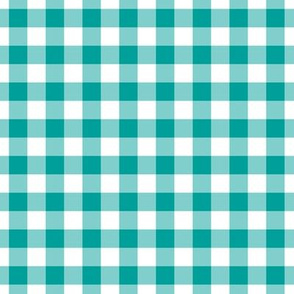 Gingham Pattern - Deep Turquoise and White
