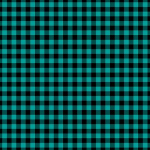 Small Gingham Pattern - Deep Turquoise and Black