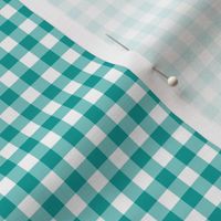Small Gingham Pattern - Deep Turquoise and White