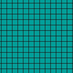 Grid Pattern - Deep Turquoise and Black