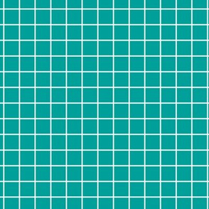 Grid Pattern - Deep Turquoise and White